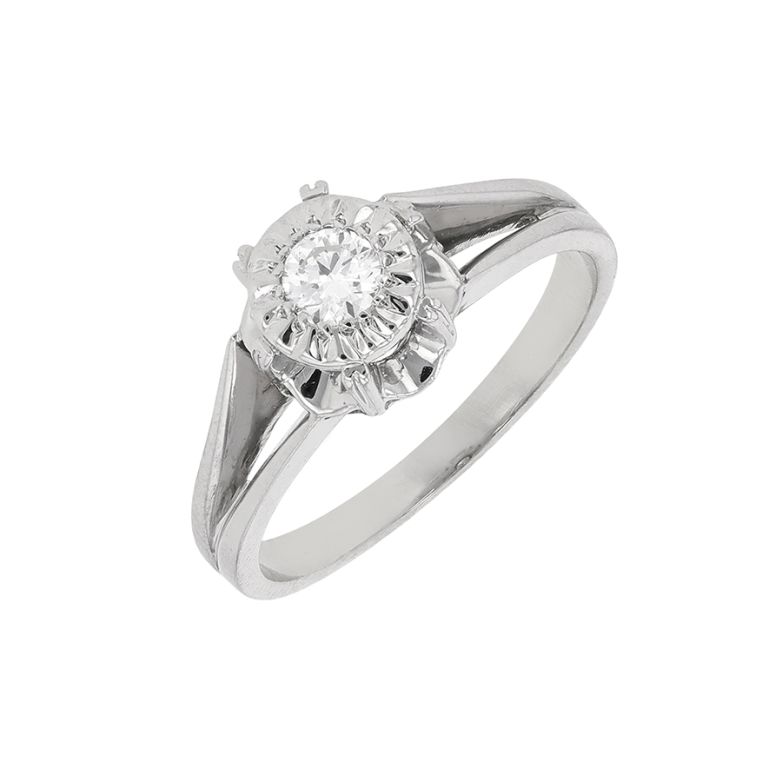 Solitaire vintage diamant 0.25 carat or blanc 4.22g Comme neuf -  reconditionné disponible sur Gemme Les Bijoux